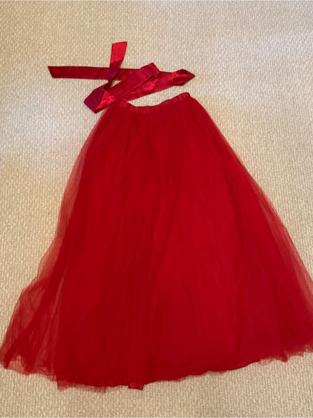 Red Tulle Maxi Skirt